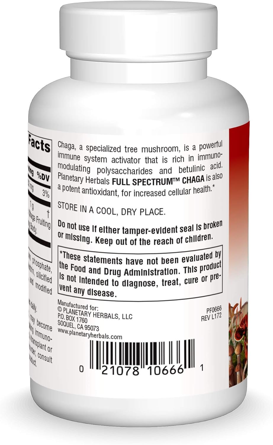 Planetary Herbals Chaga Full Spectrum, Enhance Cellular Immunity, 120 Count