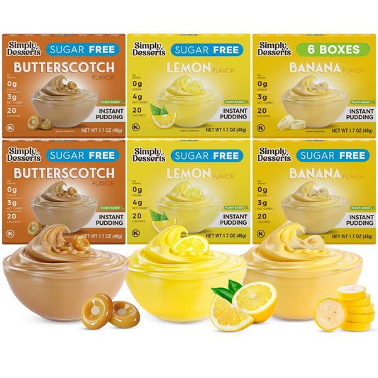 Simply Desserts Banana, Butterscotch & Lemon, Variety 6-Pack  - 1.7 Oz Ea