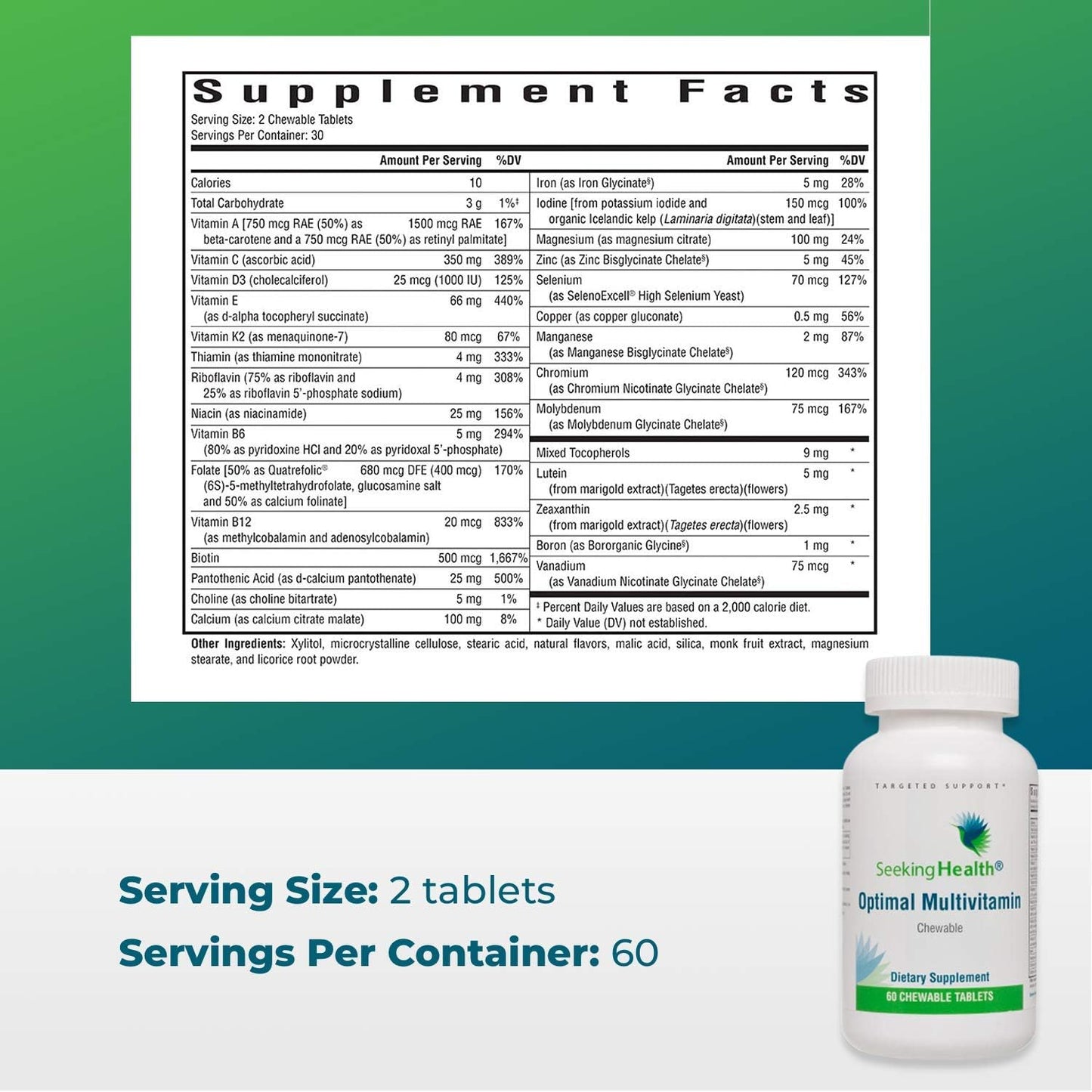 Seeking Health Optimal Multivitamin Chewable - 60 Tablets