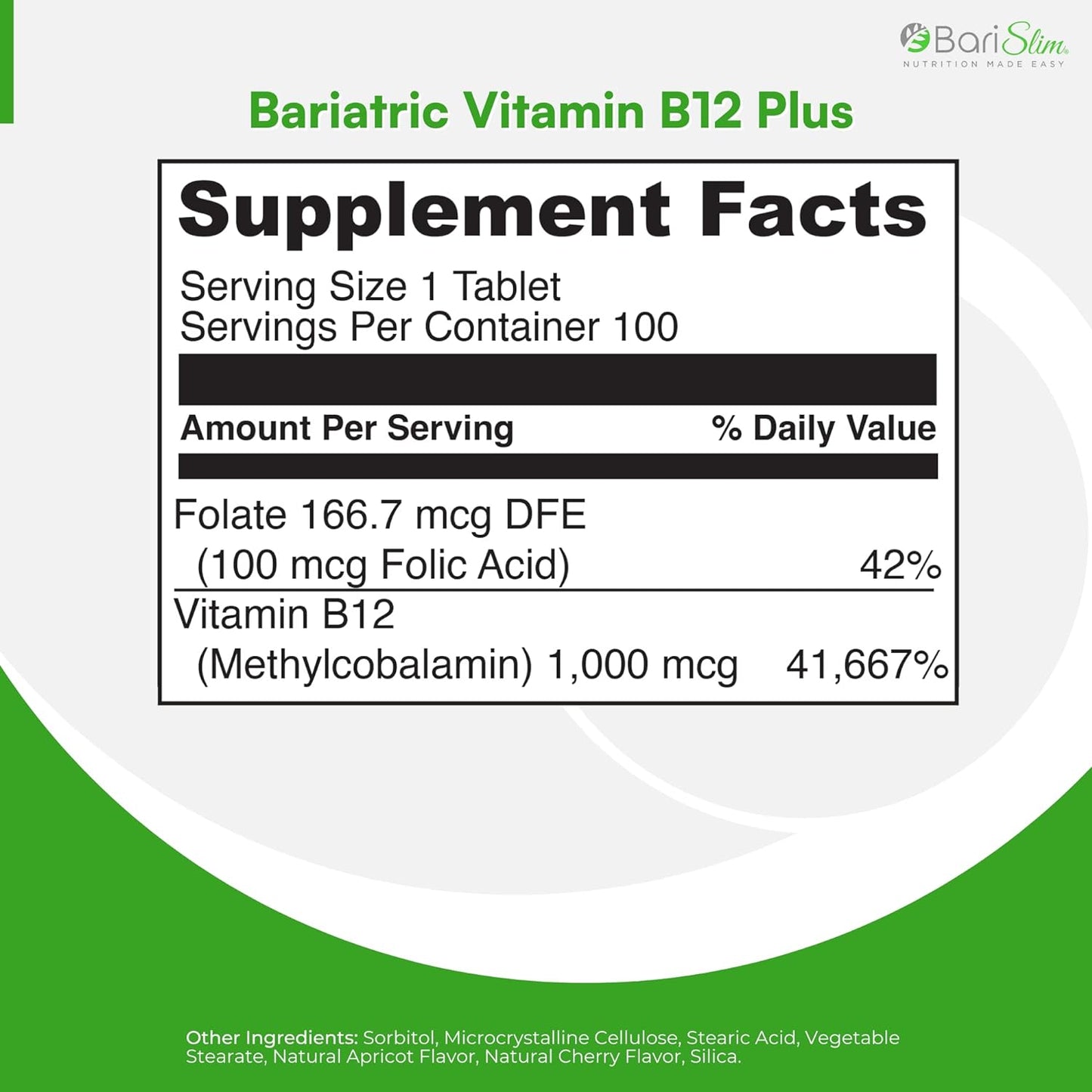 BariSlim Vitamin B12 Plus Tablets - 100 count