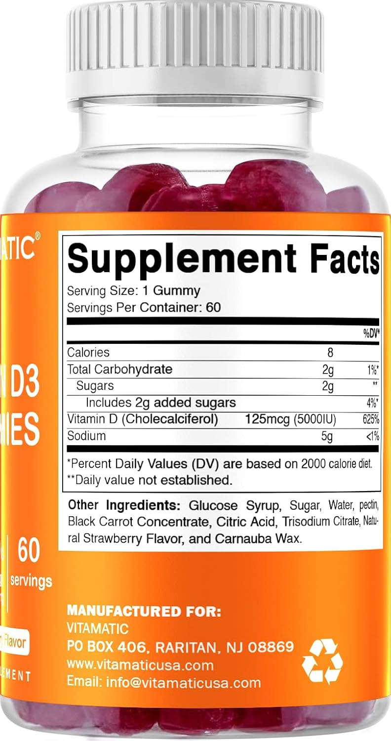 Vitamatic Vitamin D3  – 5000 IU – 60 Gummies
