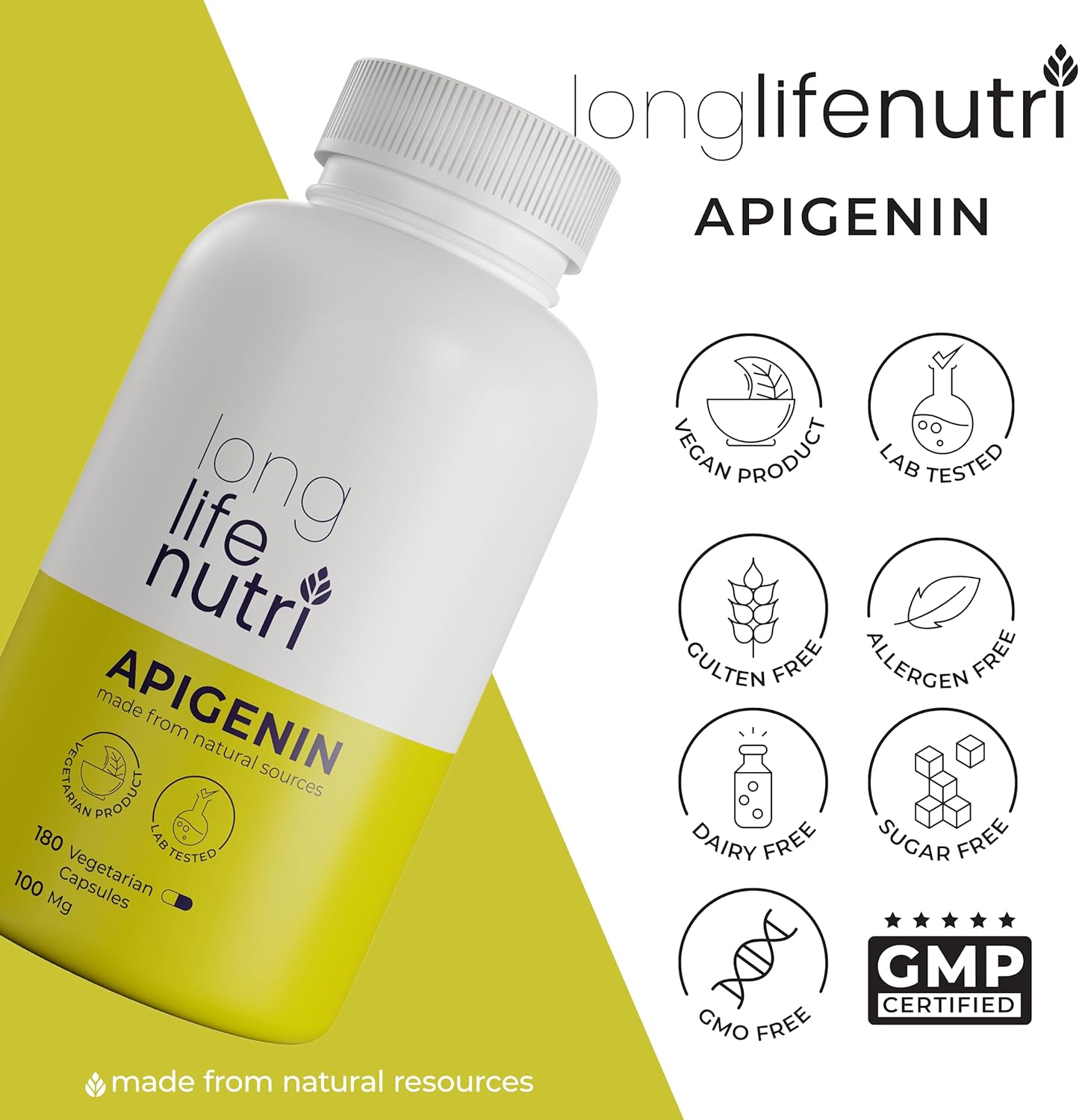 Apigenin Supplement  180 Vegetarian Capsules