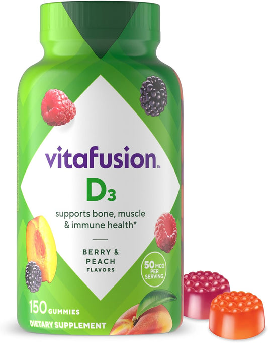 vitafusion Vitamin D3 Gummies,  Peach, berry, Flavored - 150 Count