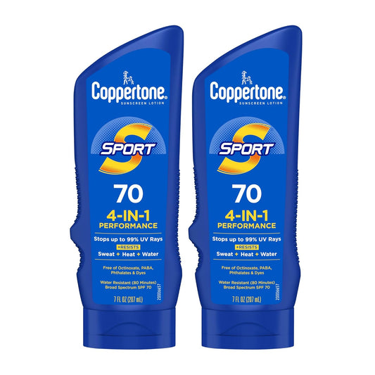 Coppertone SPORT SPF 70 Water Resistant Sunscreen Lotion,7 Fl Oz Bottle, Pack of 2