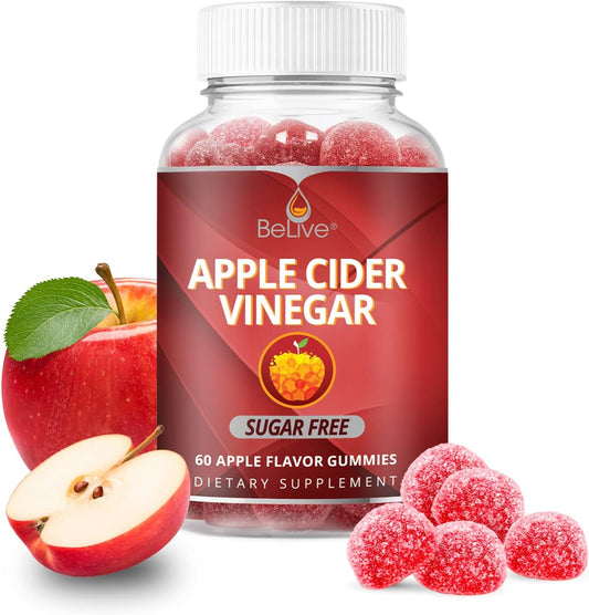 BeLive Apple Cider Vinegar Gummies - AVC Without Sugar  60 Count