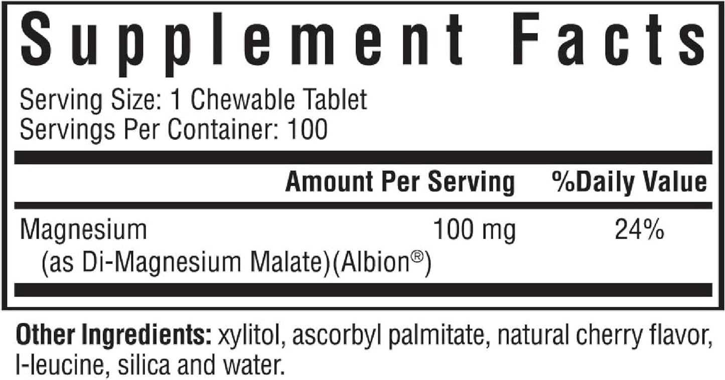Seeking Health Magnesium Malate Chewable 100 mg -100 Chewable Tablets