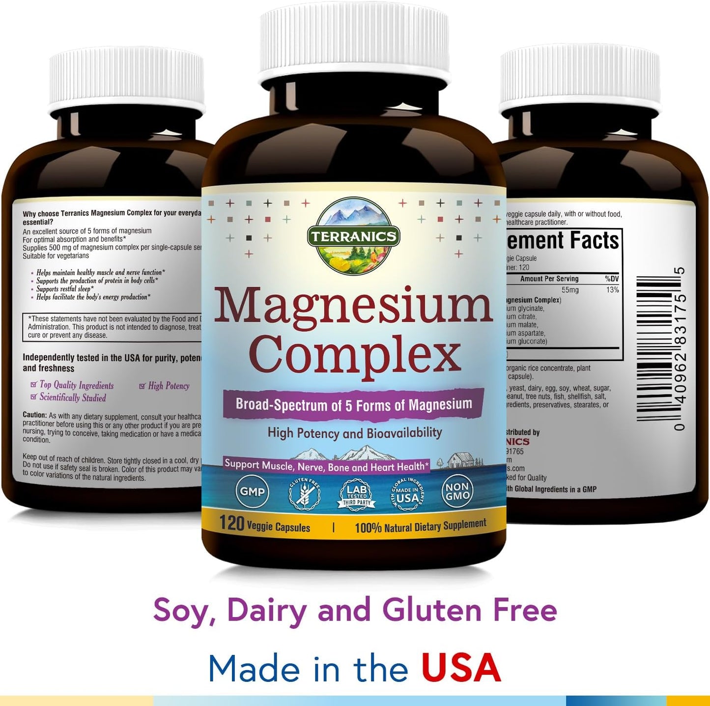 Terranics Magnesium Complex 500mg, 120 Veg Capsules