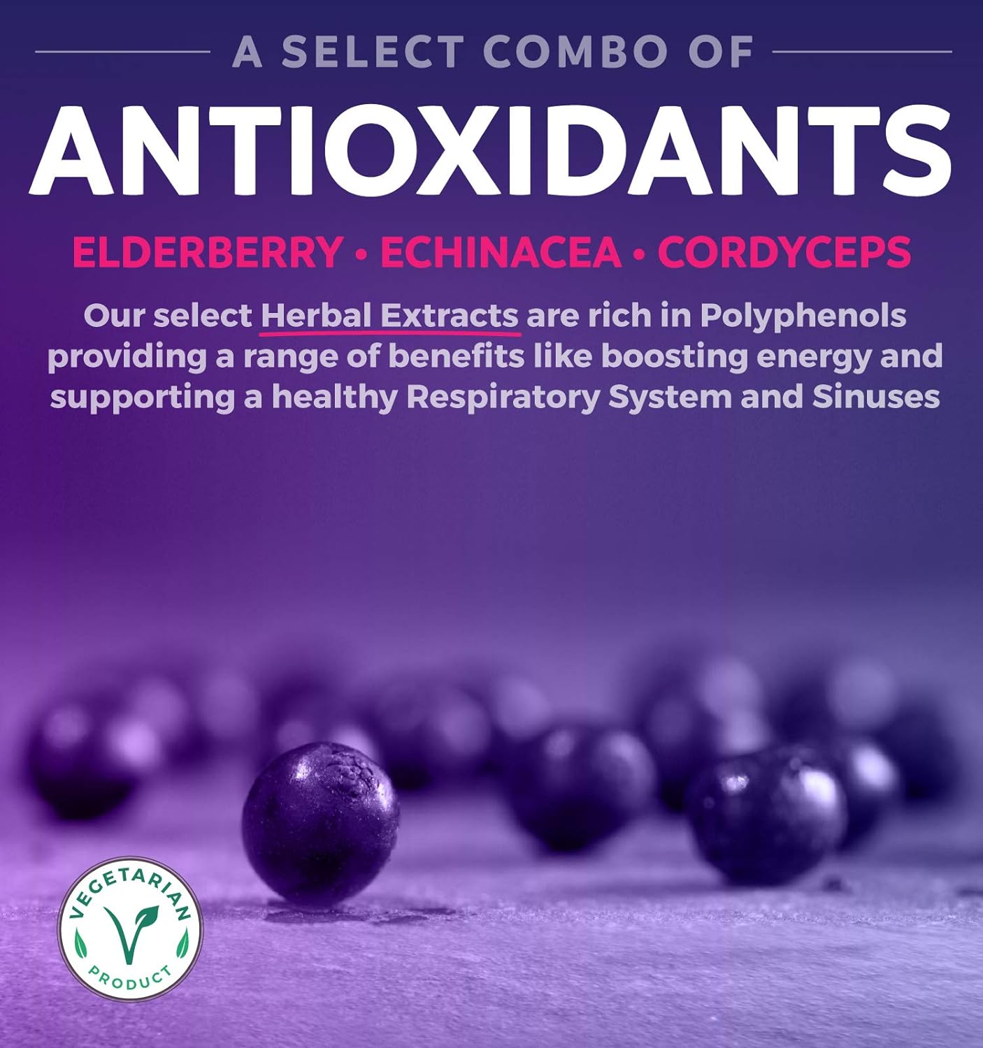 Immune Support Supplement  Elderberry Vitamin C 60 Vegetarian Capsules