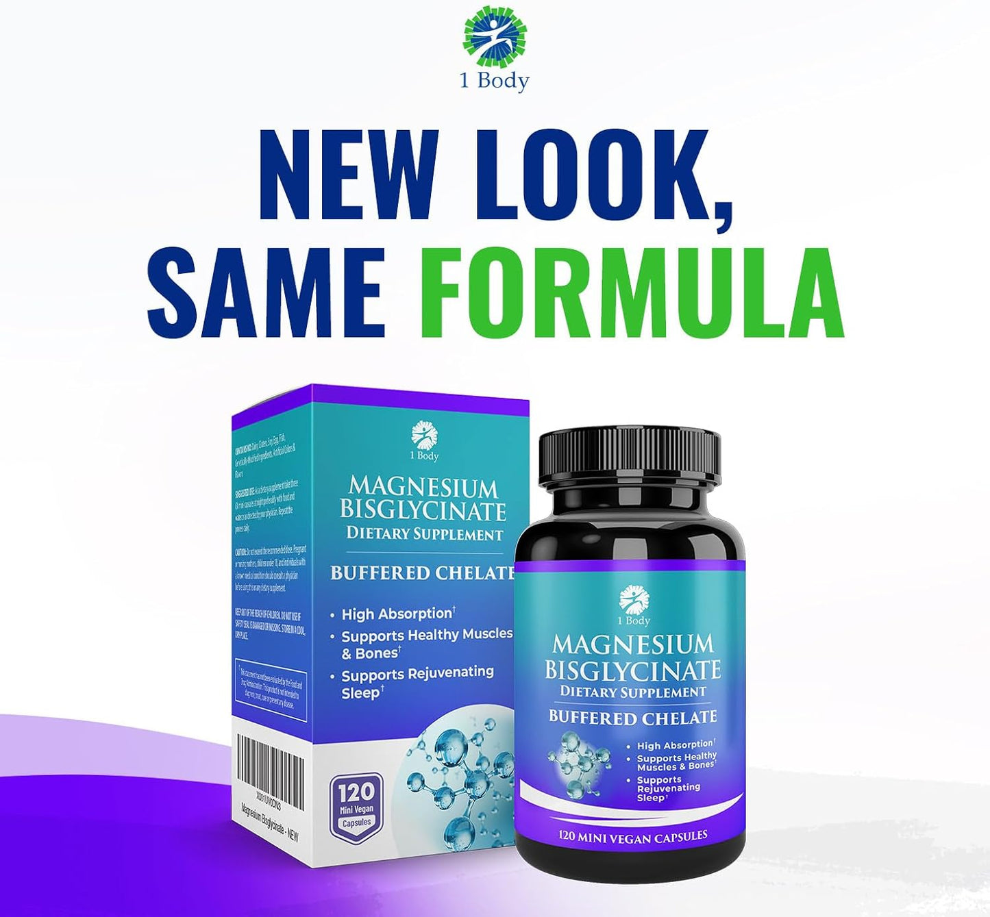 1 Body Magnesium Bisglycinate 120 Capsules