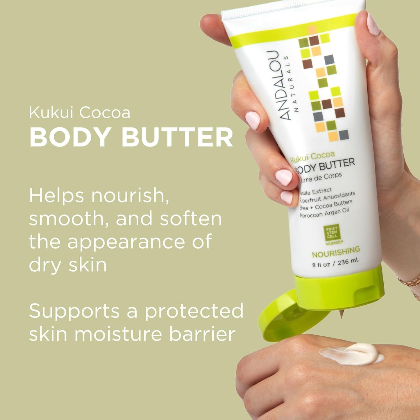 Andalou Naturals Body Butter, Kukui Cocoa Cream, 8 Oz