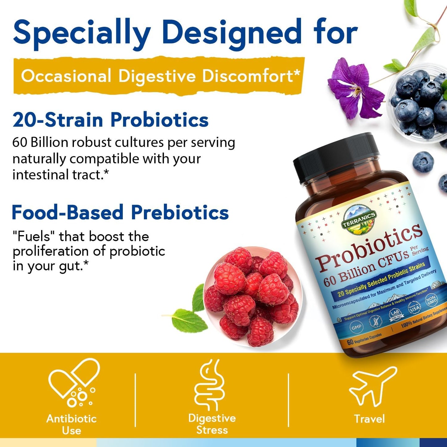 Terranics Probiotics 60 Billion CFU, 20 Strains, 60 Veg Capsules