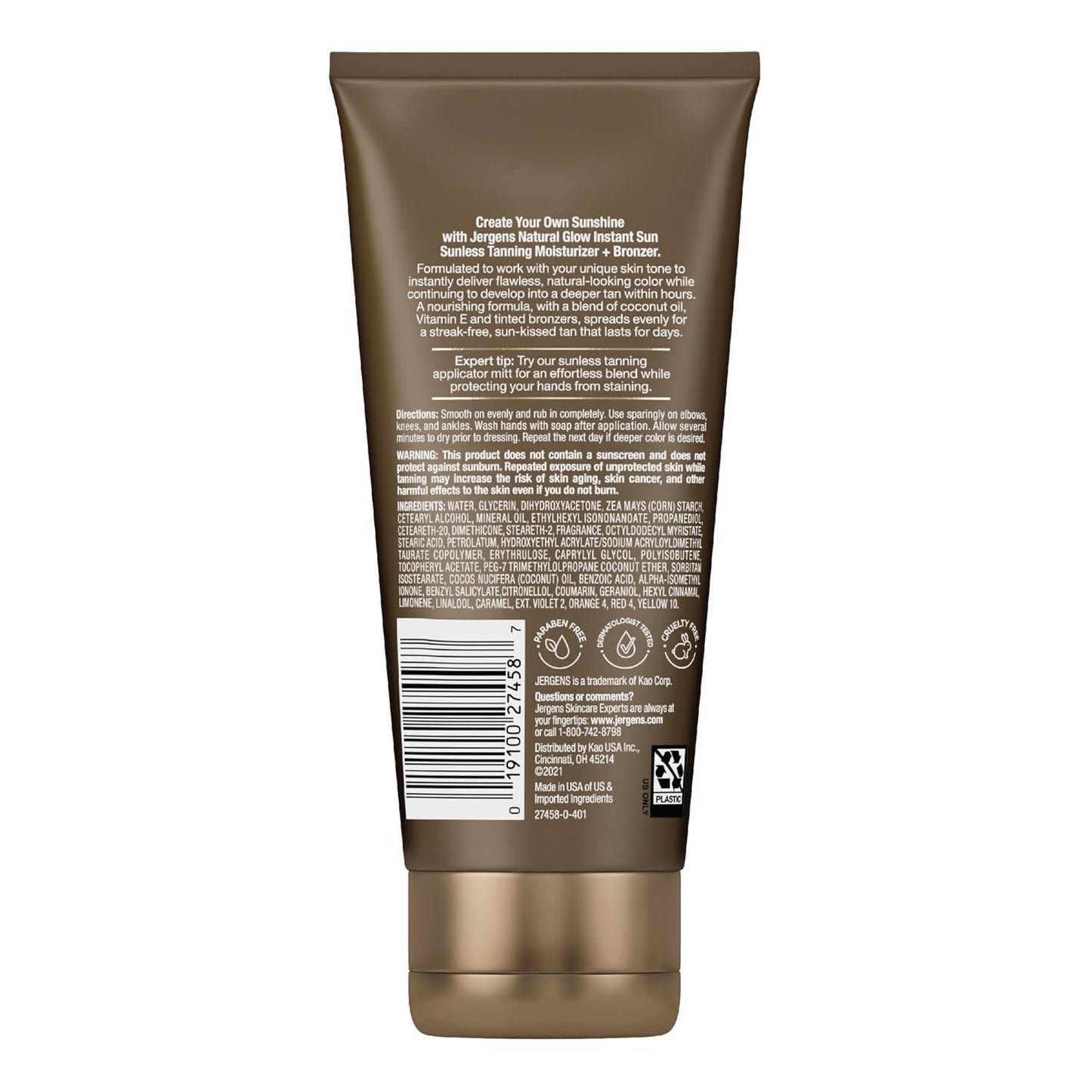 Jergens Natural Glow Instant Sun Tanning Moisturizer + Bronzer, Light Bronze, 6 Oz