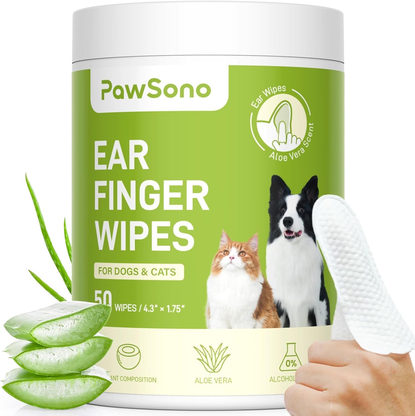 Pawsono Dog Ear Wipes - 50 Count