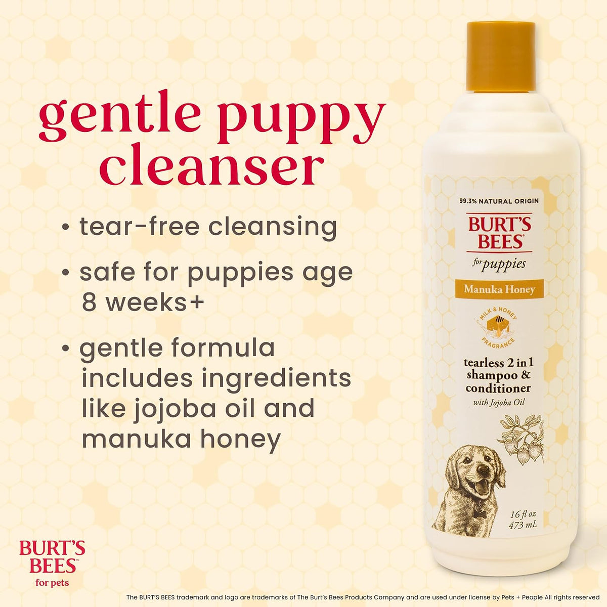 Burt's Bees for Pets Manuka Honey Tearless 2-in-1 Dog Shampoo - 16 Fl Oz