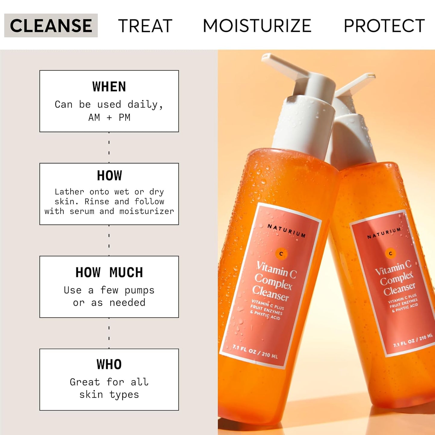 Naturium Vitamin C Complex Cleanser,Phytic Acid & Fruit Enzymes - 7.1 oz