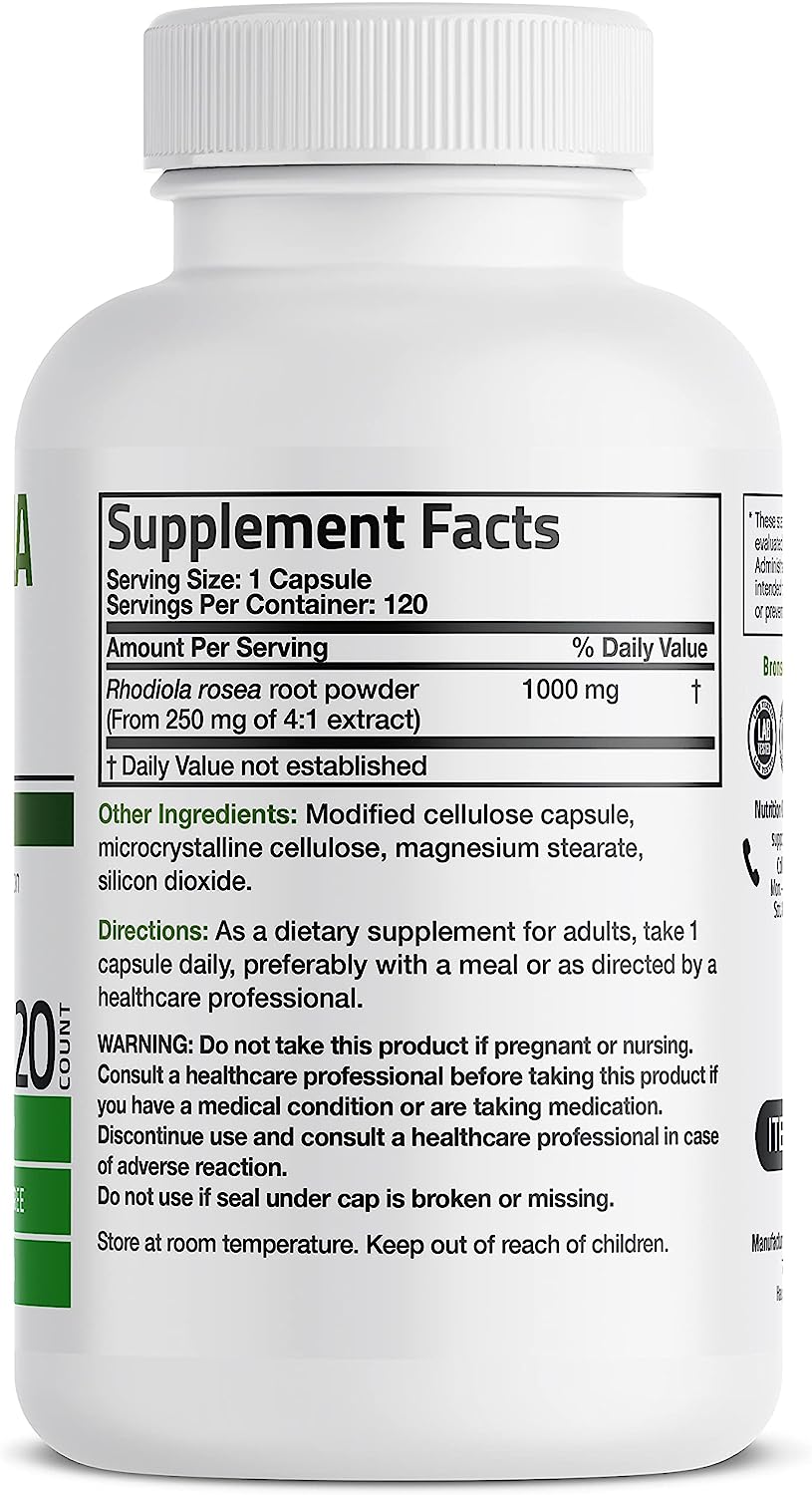 Bronson Rhodiola Rosea Supplement  120 Vegetarian Capsules