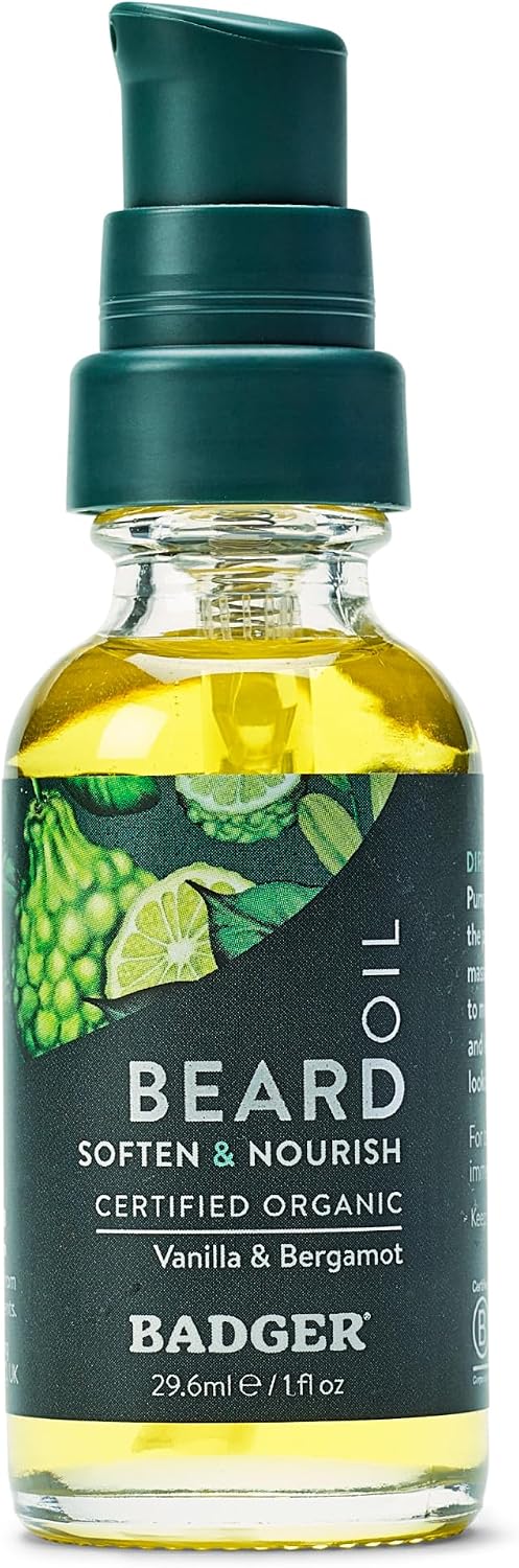 Badger Beard Oil, Babassu & Jojoba - 1 fl oz Glass Bottle