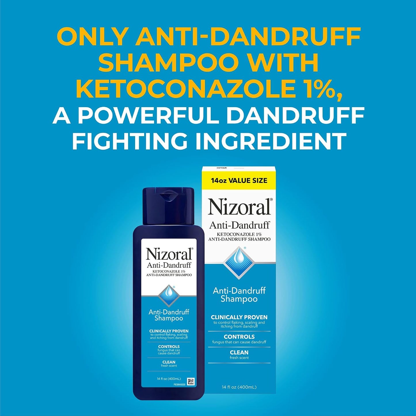 Nizoral Anti-Dandruff Shampoo with 1% Ketoconazole, Fresh Scent - 14 Fl Oz