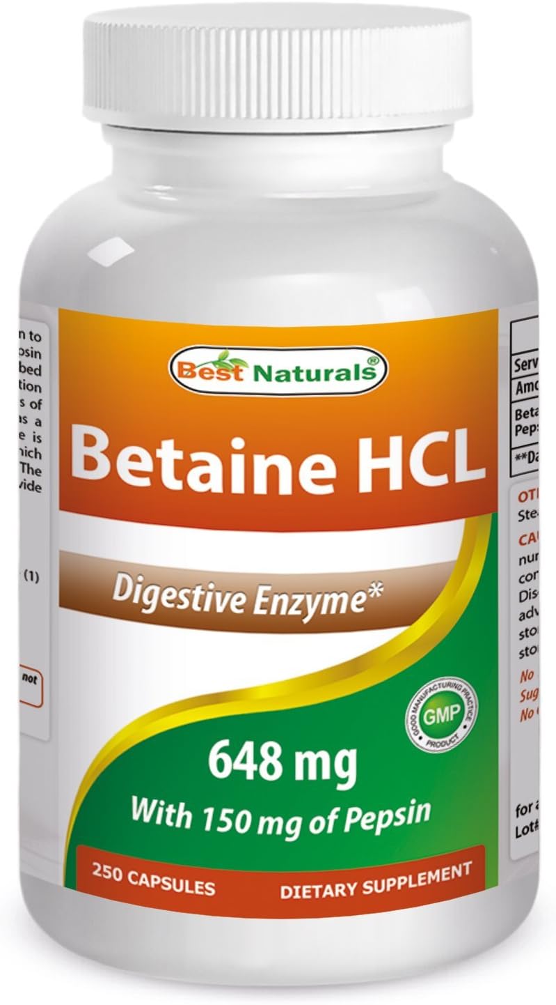 Best Naturals Betaine HCL 648 mg 250 Capsules