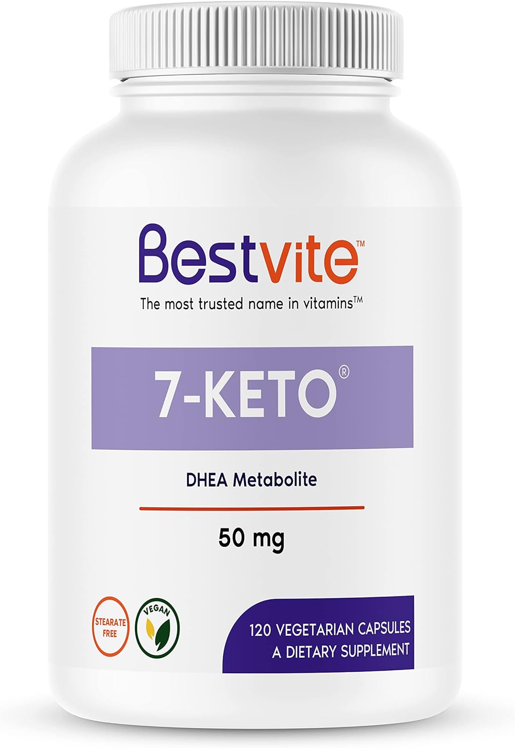 BESTVITE 7-Keto 50 mg DHEA (120 Vegetarian Capsules)