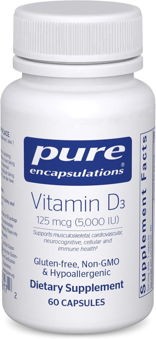 Pure Encapsulations Vitamin D3 125 mcg (5,000 IU) -  60 Capsules