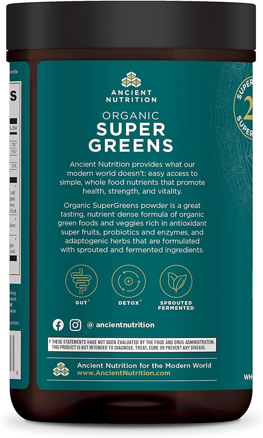 Ancient Nutrition Super Greens Powder, Organic Superfood Powder with Probiotics