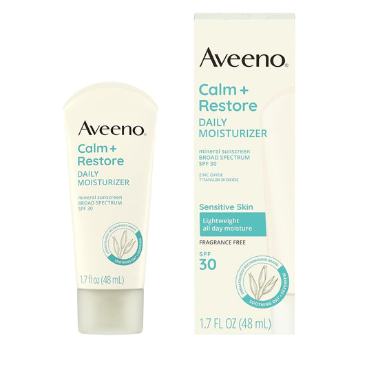 Aveeno Calm + Restore Daily Moisturizer Mineral Sunscreen SPF 30, 1.7 fl. Oz