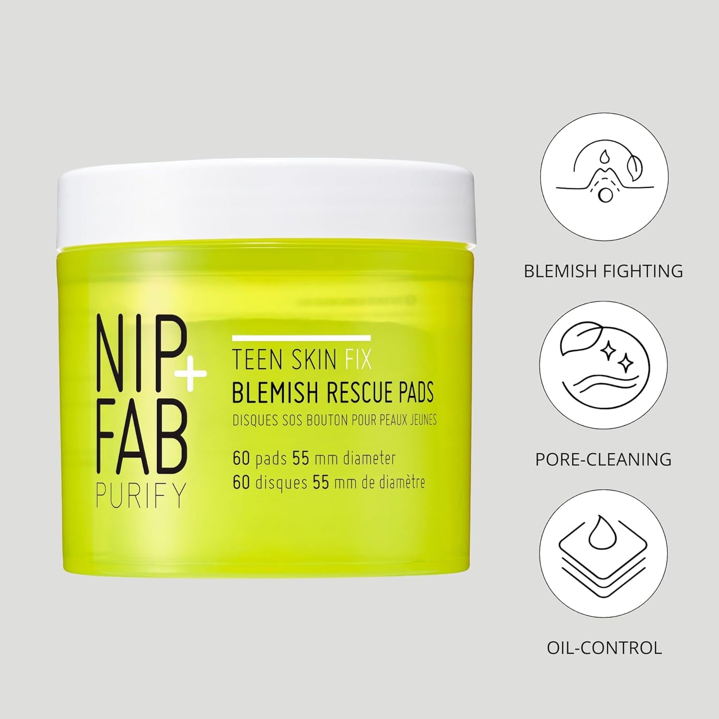 Nip + Fab Teen Skin Fix Zero Breakout Rescue Face Pads - 60 Count