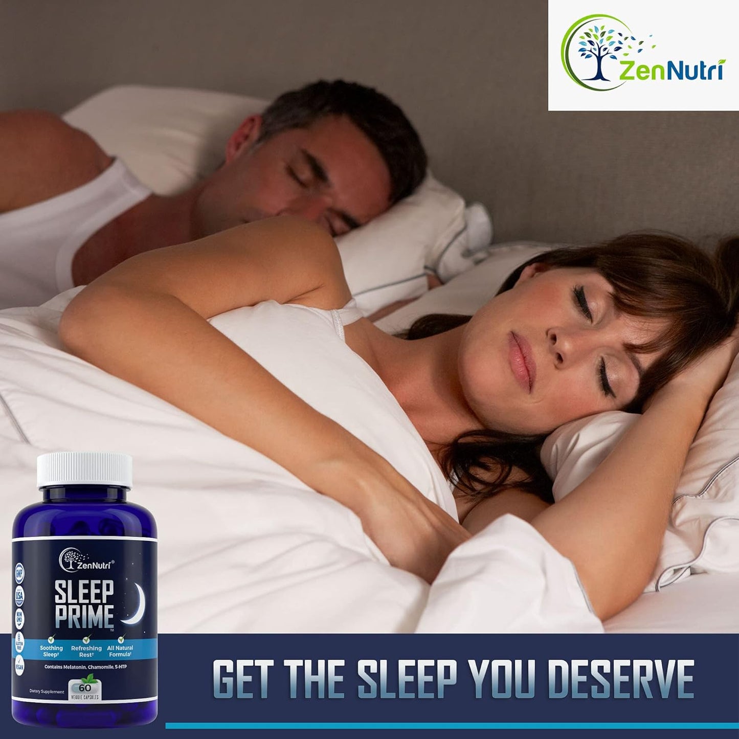 Sleep Prime Vegan Natural Sleep Aid for Adult Extra Strength - 60 Veggie caps