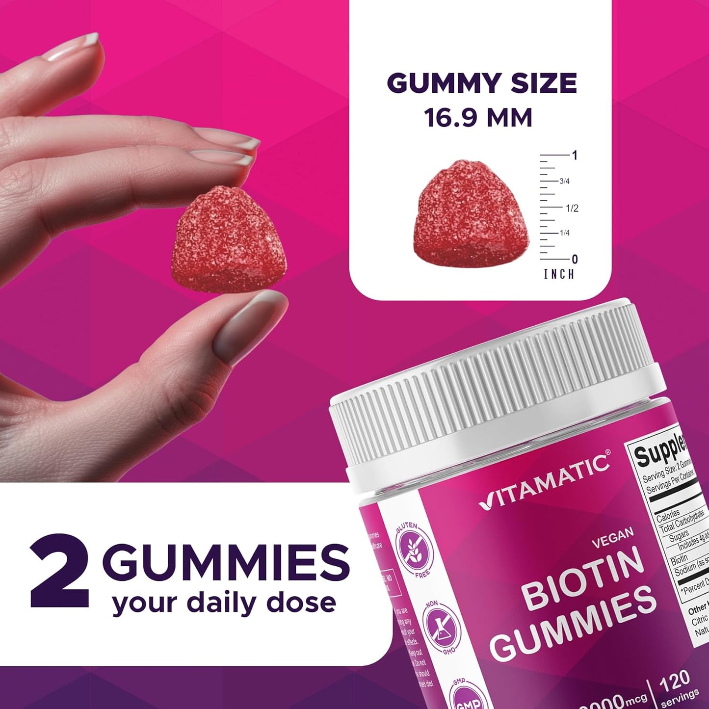 Vitamatic Biotin Gummies 10,000 mcg  - 240 Vegan Gummies