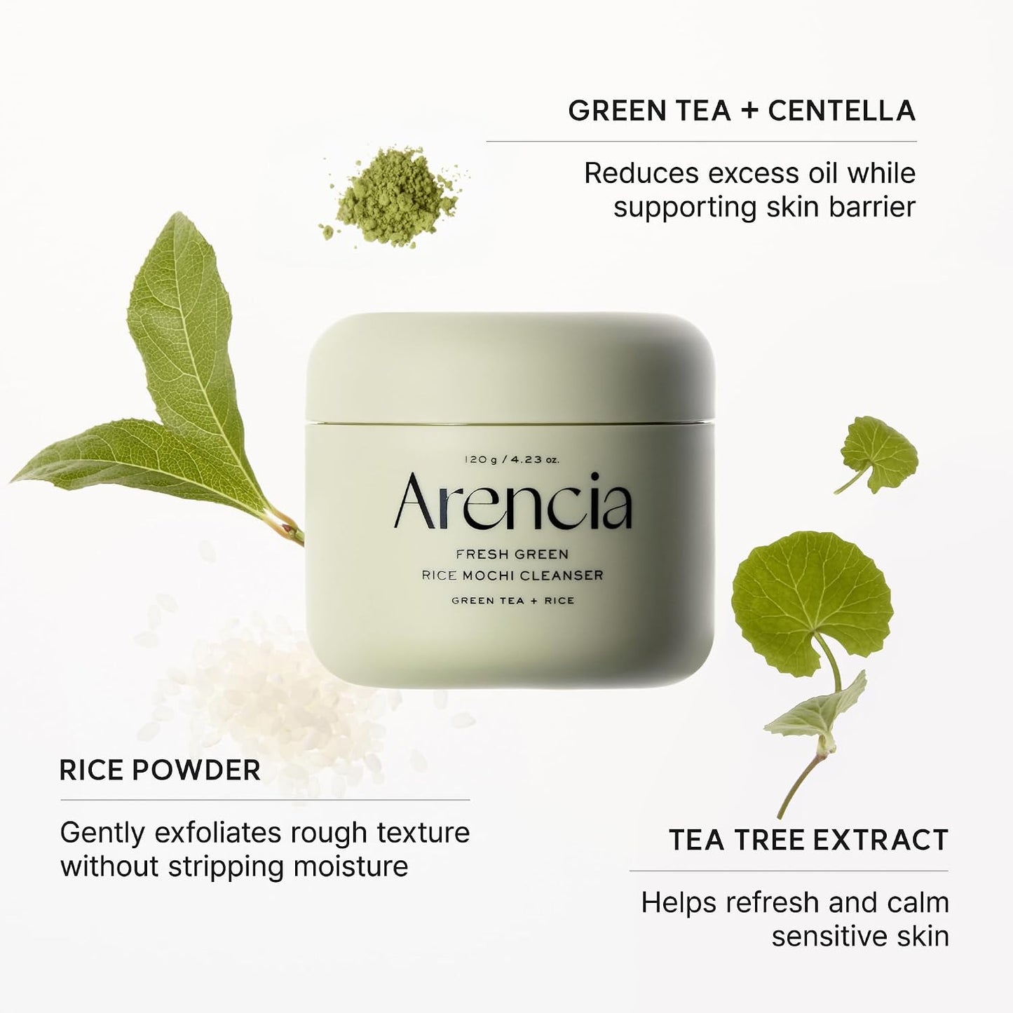 Arencia Korean Rice Mochi Face Cleanser & Daily Scrub - 1.76oz