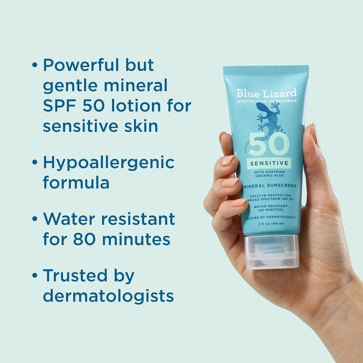 Blue Lizard SENSITIVE Mineral Sunscreen with Zinc Oxide, SPF 50+ - 3 oz.