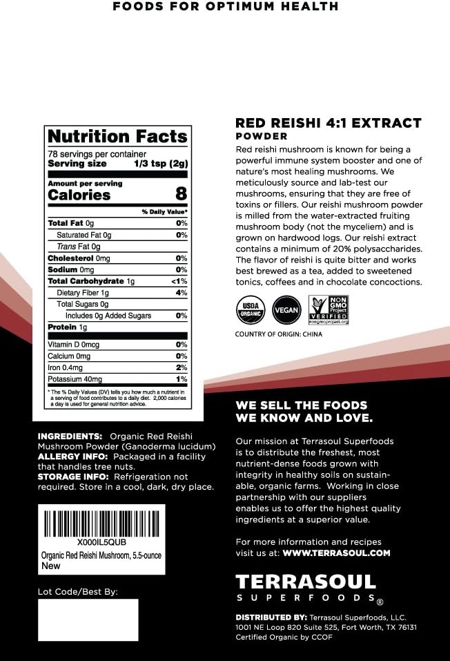 Terrasoul Superfoods Organic Reishi Mushroom Powder