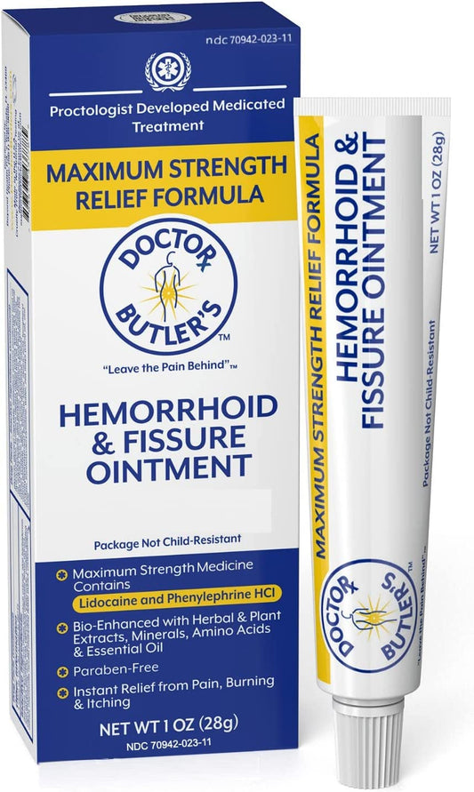 Doctor Butler's Hemorrhoid & Fissure OintmentFast Acting Relief of Swelling, Discomfort, and Itching in one Hemorrhoid Cream (1 oz.)
