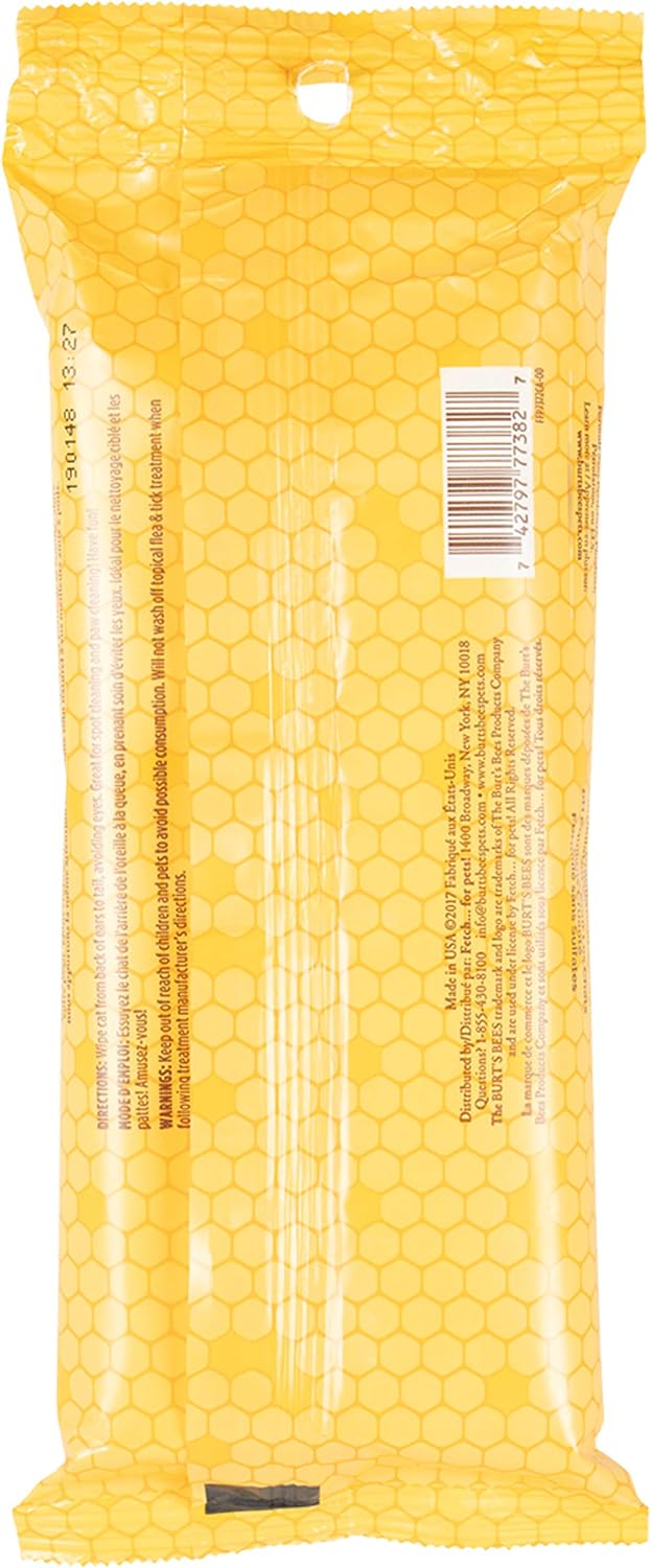 Burt's Bees for Pets Cat Dander Remover Wipes - 50 Count - 3 Pack