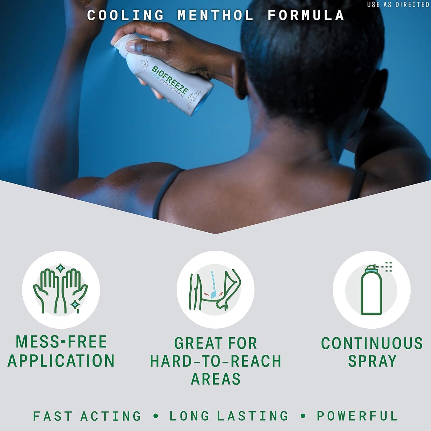 Biofreeze - 13572 Professional Pain Relief Spray, 4 oz. Aerosol Spray, Colorless, Pack of 2