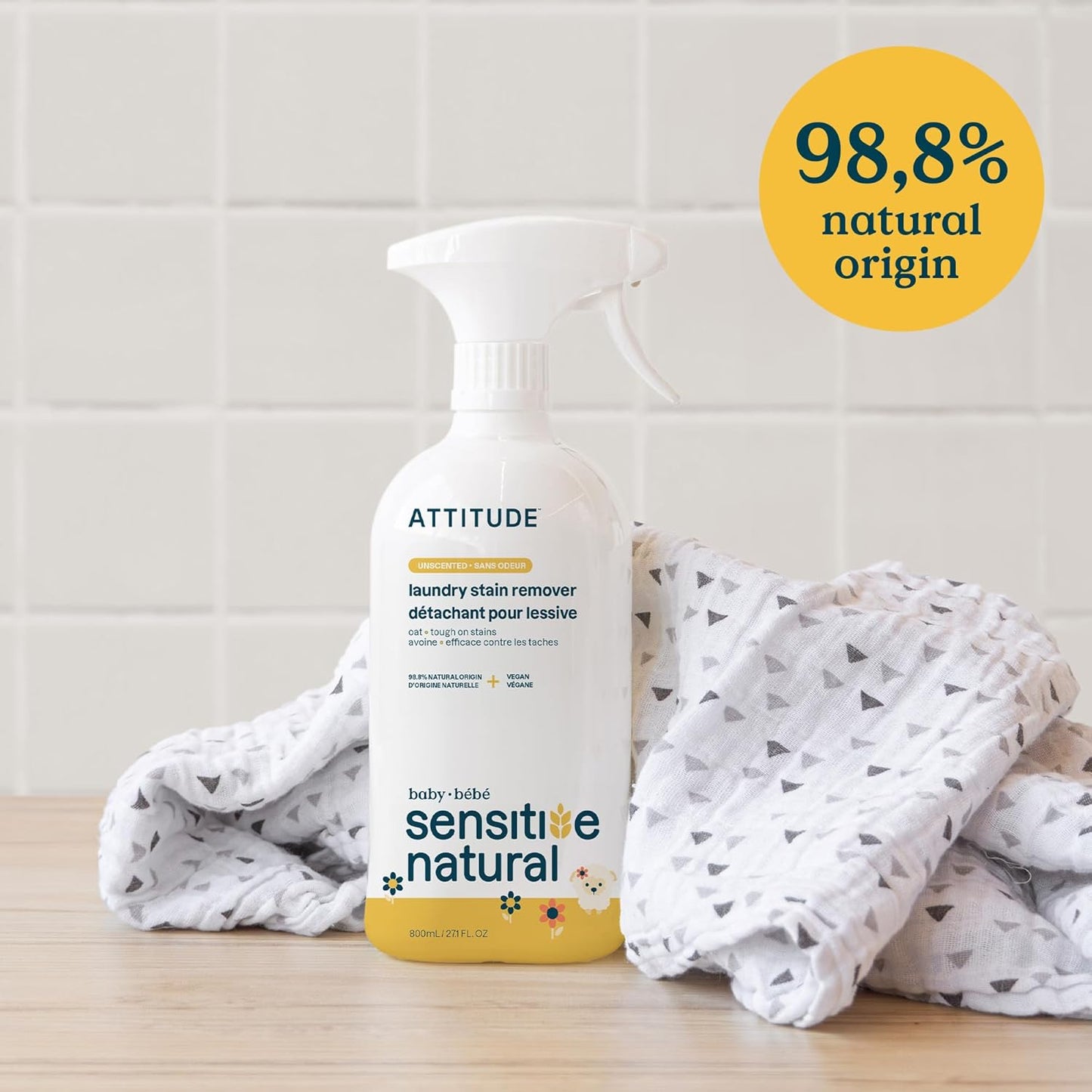 ATTITUDE Laundry Stain Remover for Baby Clothes - 27 Fl Oz