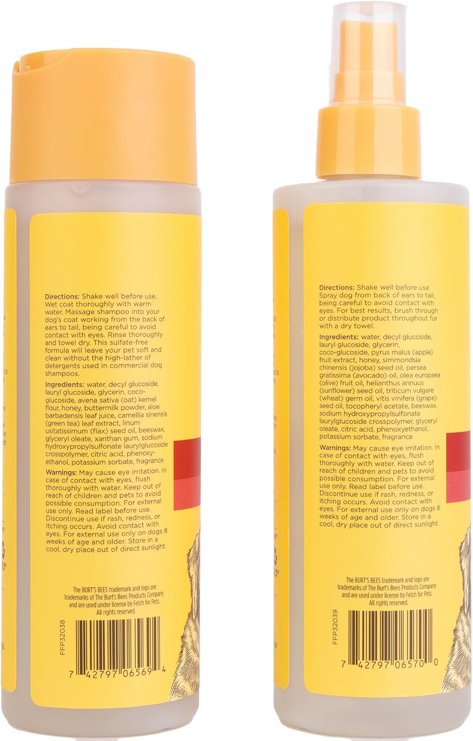 Burt's Bees for Pets Holiday Grooming Kit Shampoo Waterless Spray 2-Piece Set - 8 FL Oz