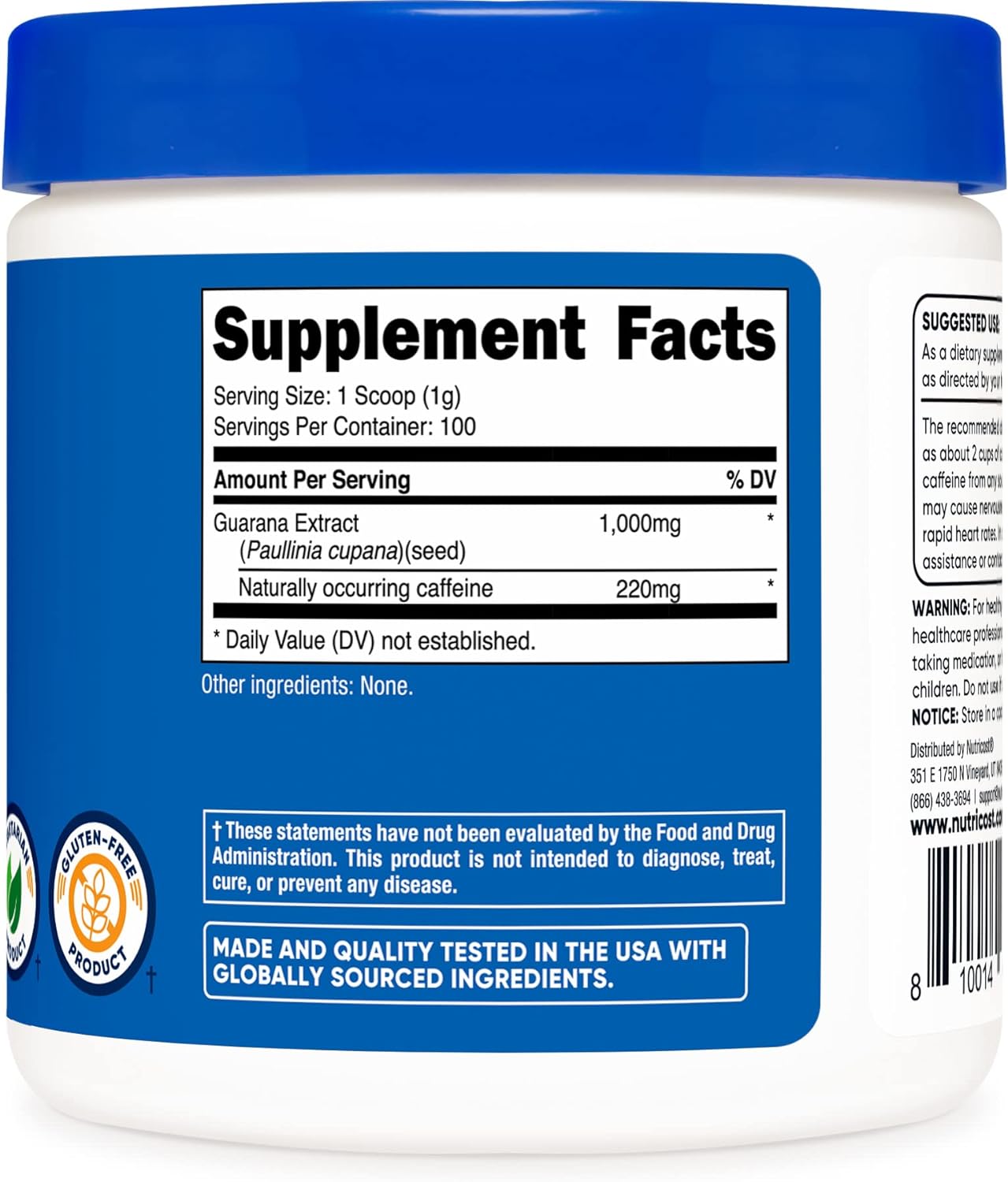 Nutricost Guarana Extract Powder 100 Grams