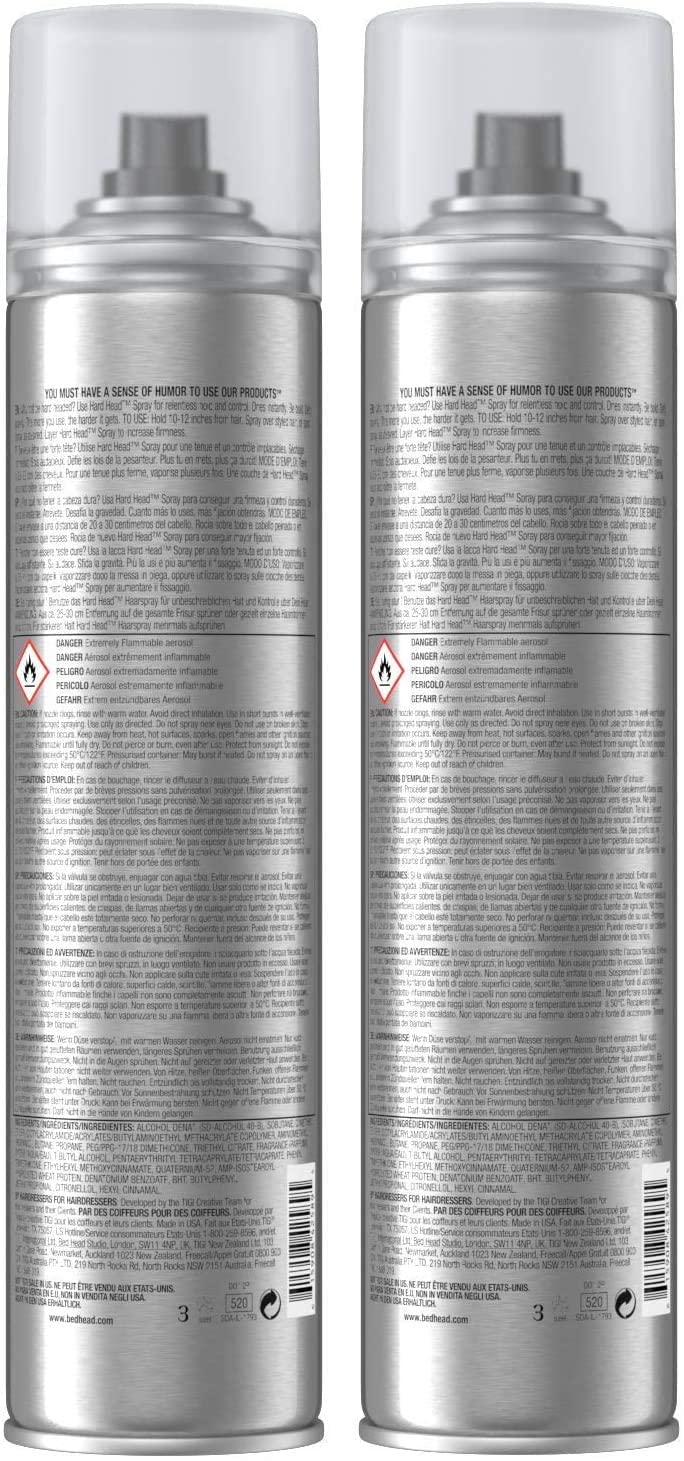 TIGI Bed Hard Head Extra Strong Hold Hair Spray - 10.6 Ounce (Pack of 2)