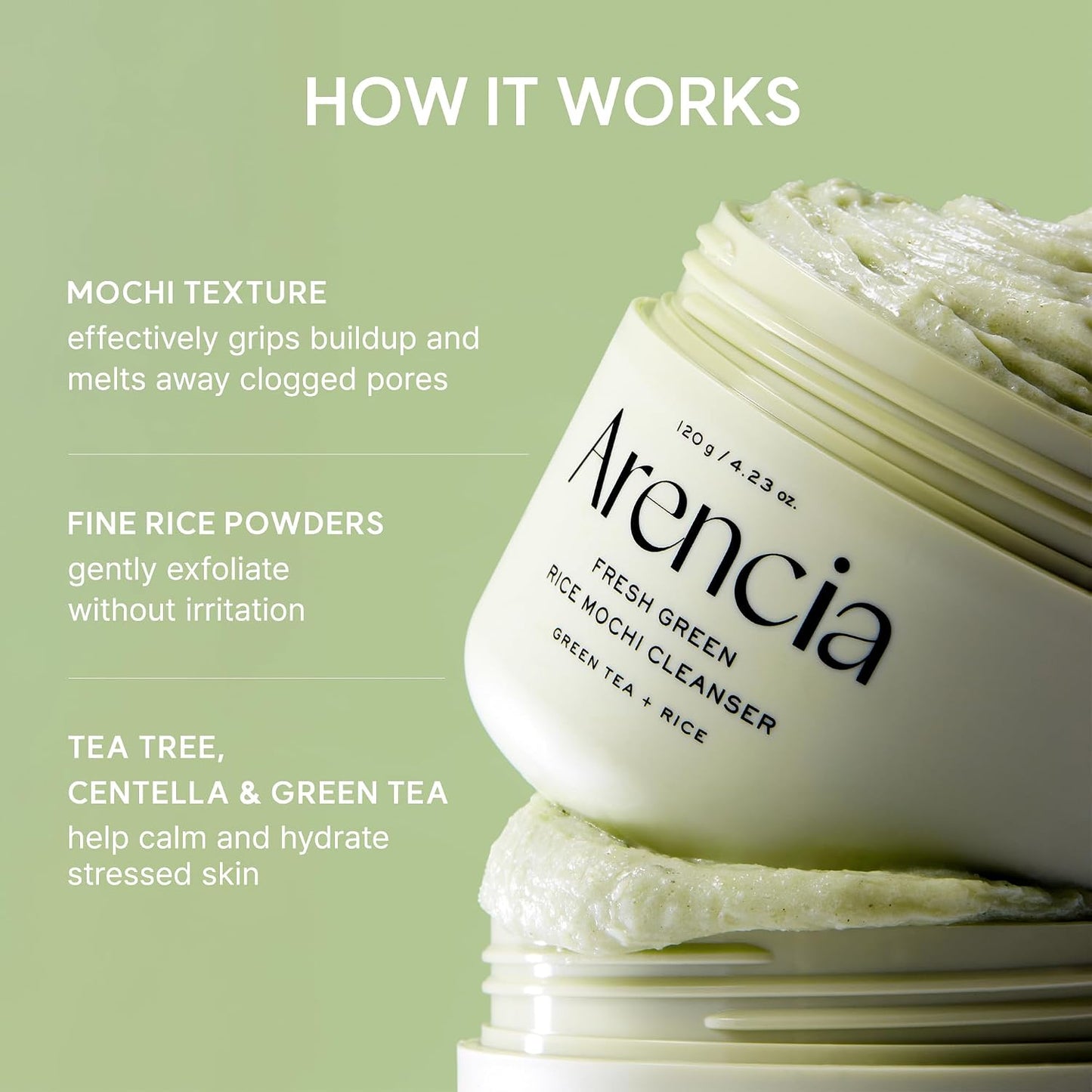 Arencia Korean Rice Mochi Face Cleanser & Daily Scrub - 1.76oz