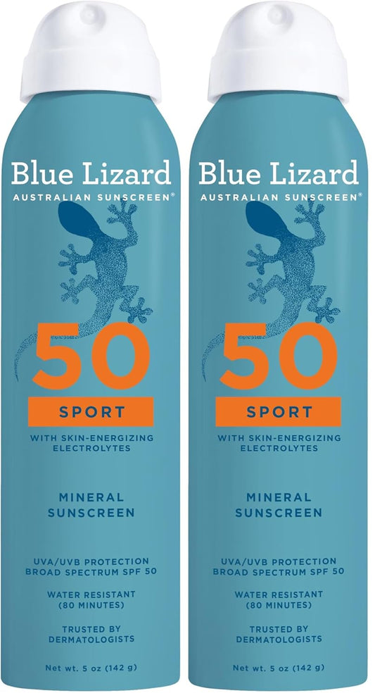 BLUE LIZARD Mineral Sunscreen Spray, SPF 50+ - 5 fl oz Pack of 2