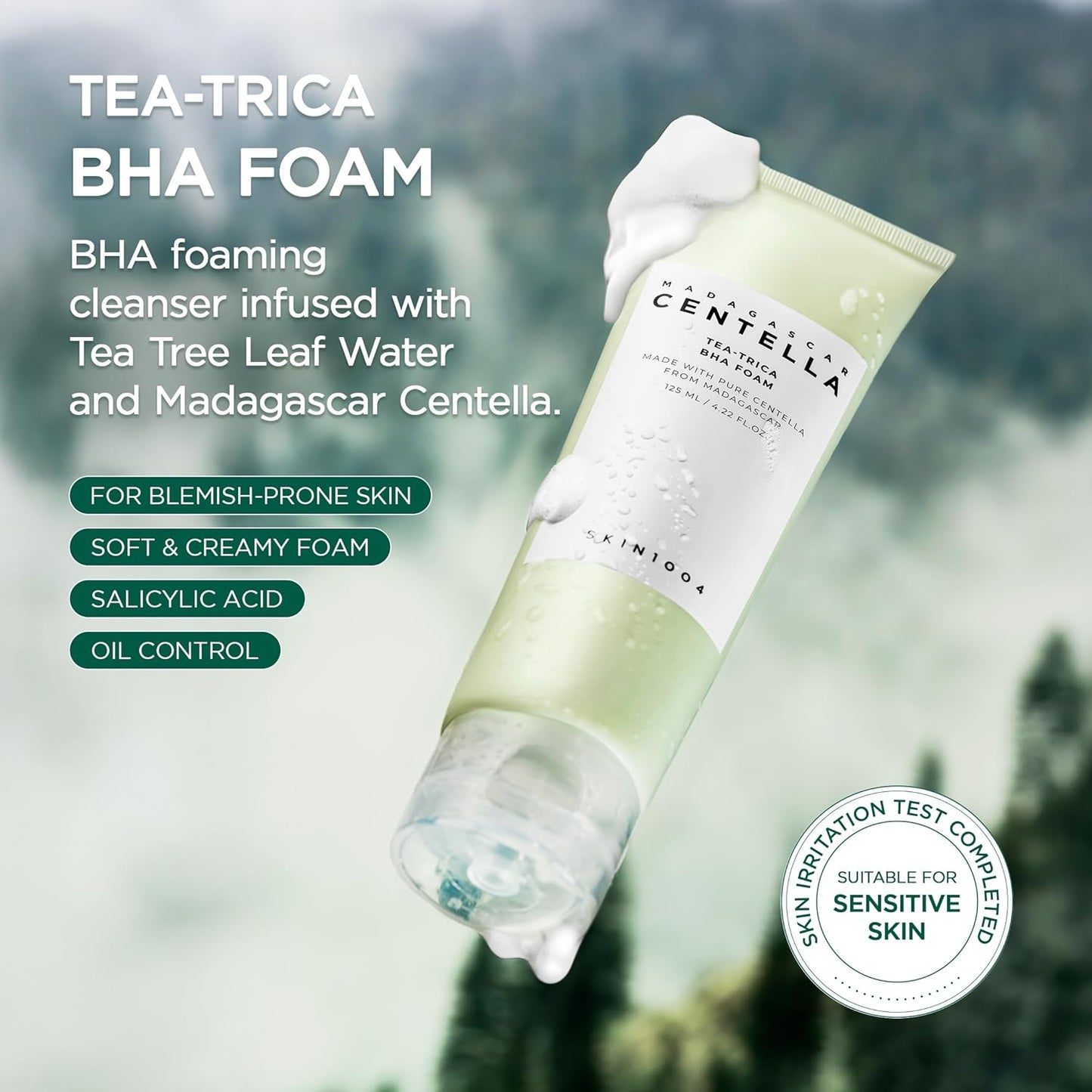 SKIN1004 Tea-Trica BHA Foam, Makeup Remover - 4.22 fl.oz