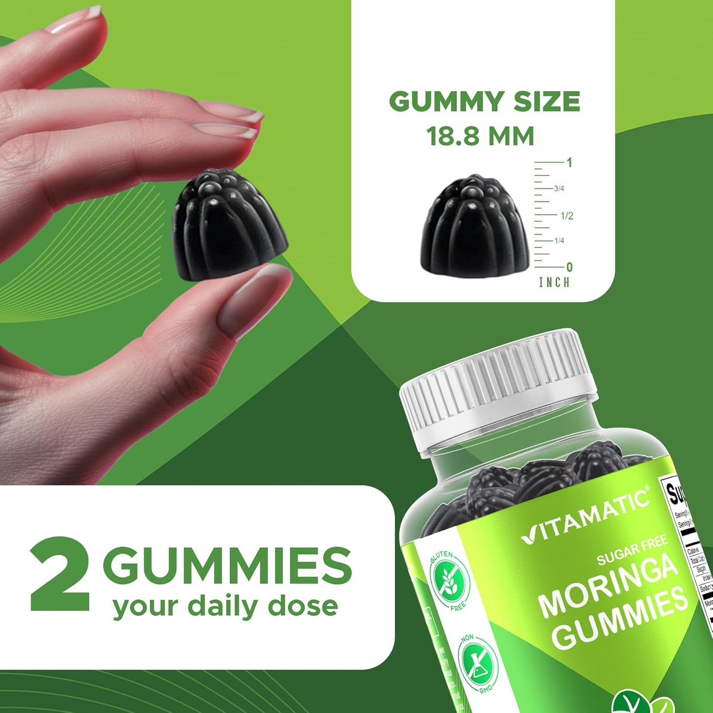 Vitamatic Sugar Free Moringa Gummies 10,000 mg -60 count