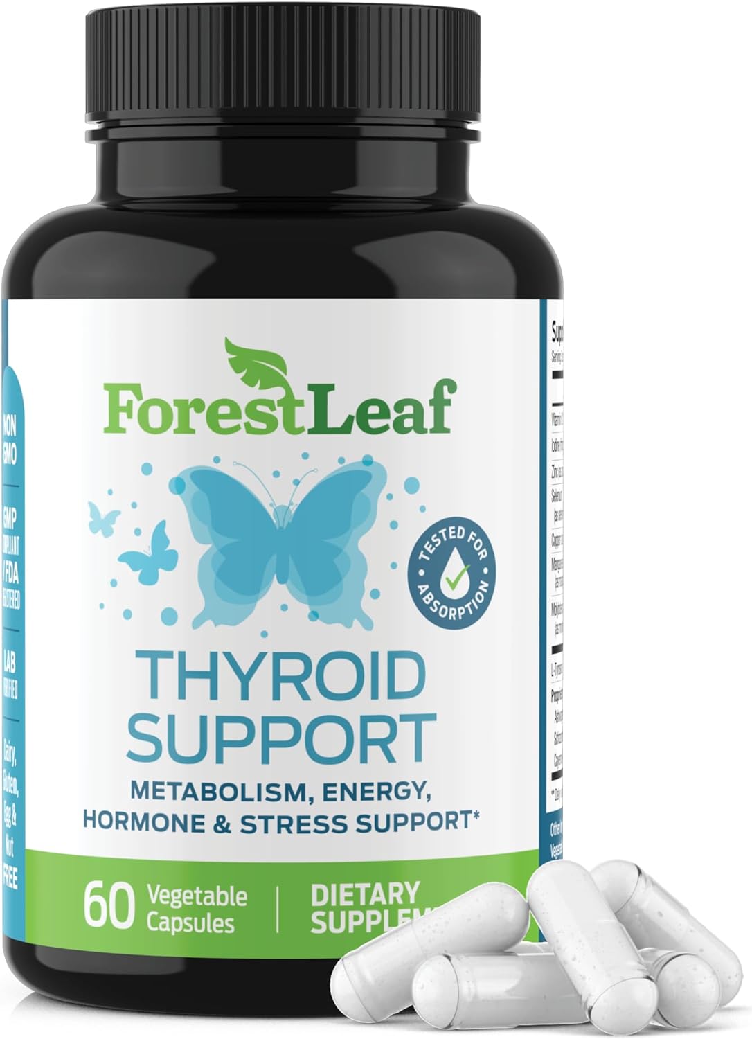 Thyroid Support for Women and Men with Iodine - 60 Vegetarian Capsules