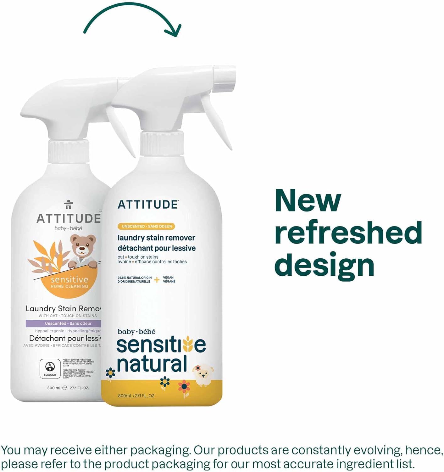 ATTITUDE Laundry Stain Remover for Baby Clothes - 27 Fl Oz