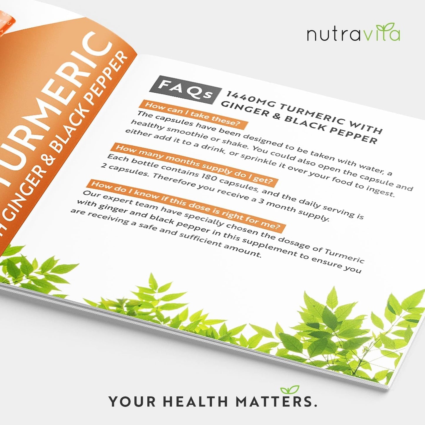 Organic Turmeric  Black Pepper & Ginger - 180 Vegan Turmeric Capsules