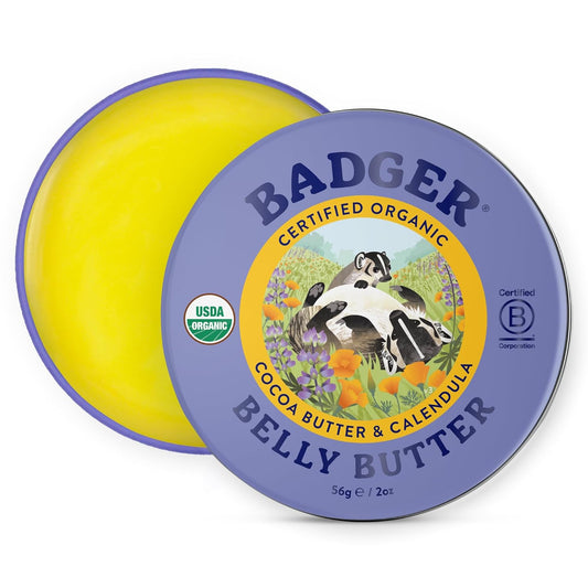 Badger Belly Butter, Organic Stretch Mark Cream - 2 oz Tin