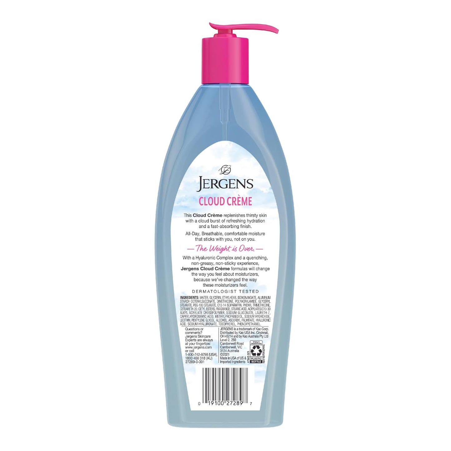 Jergens Cloud Creme Breathable Body Lotion,13 oz,White