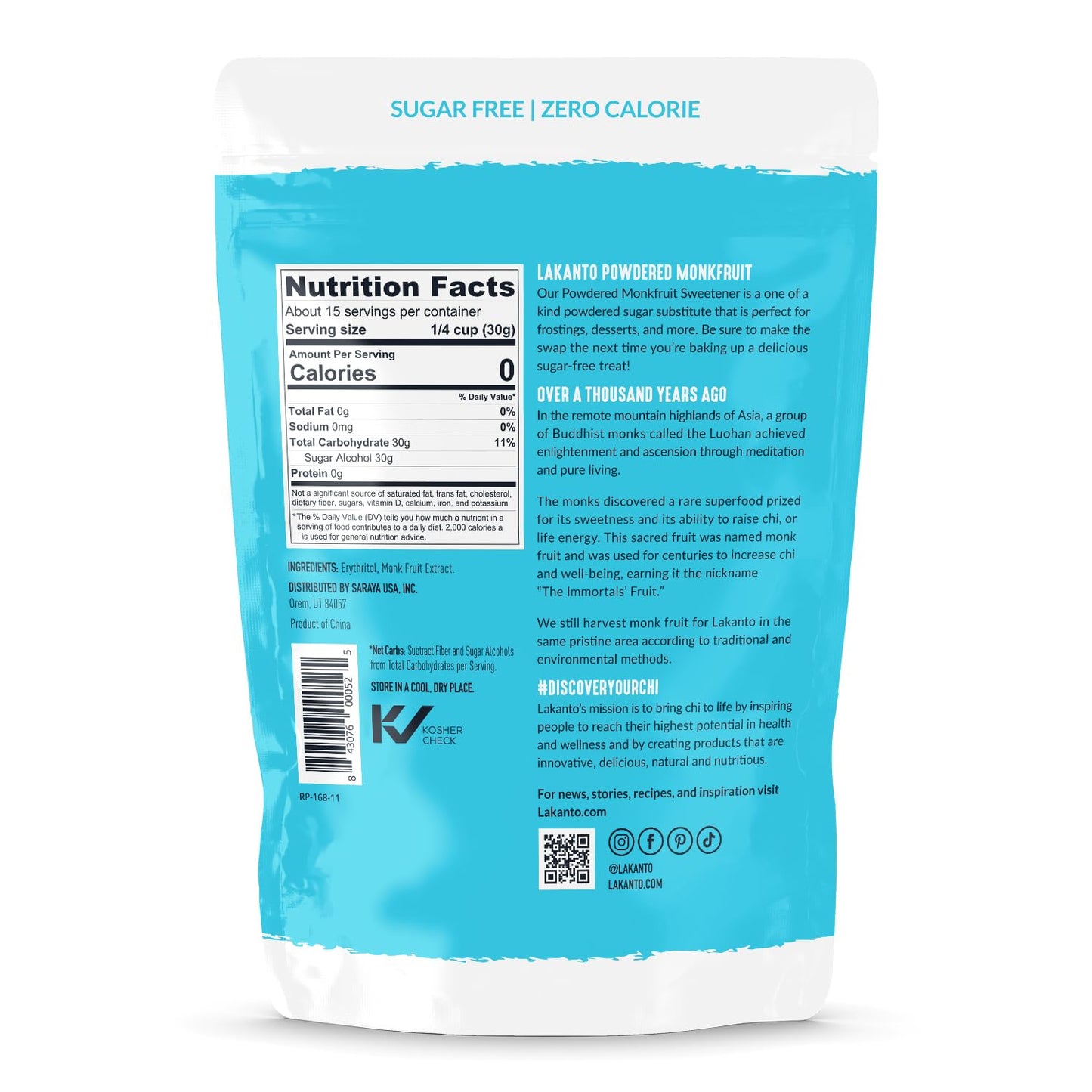 Lakanto Powdered Monk Fruit Sweetener With Erythritol - 1 Lb